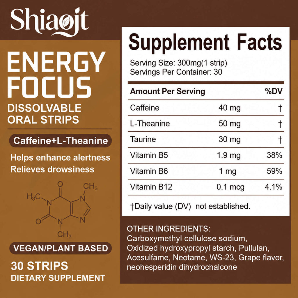Caffeine oral strips