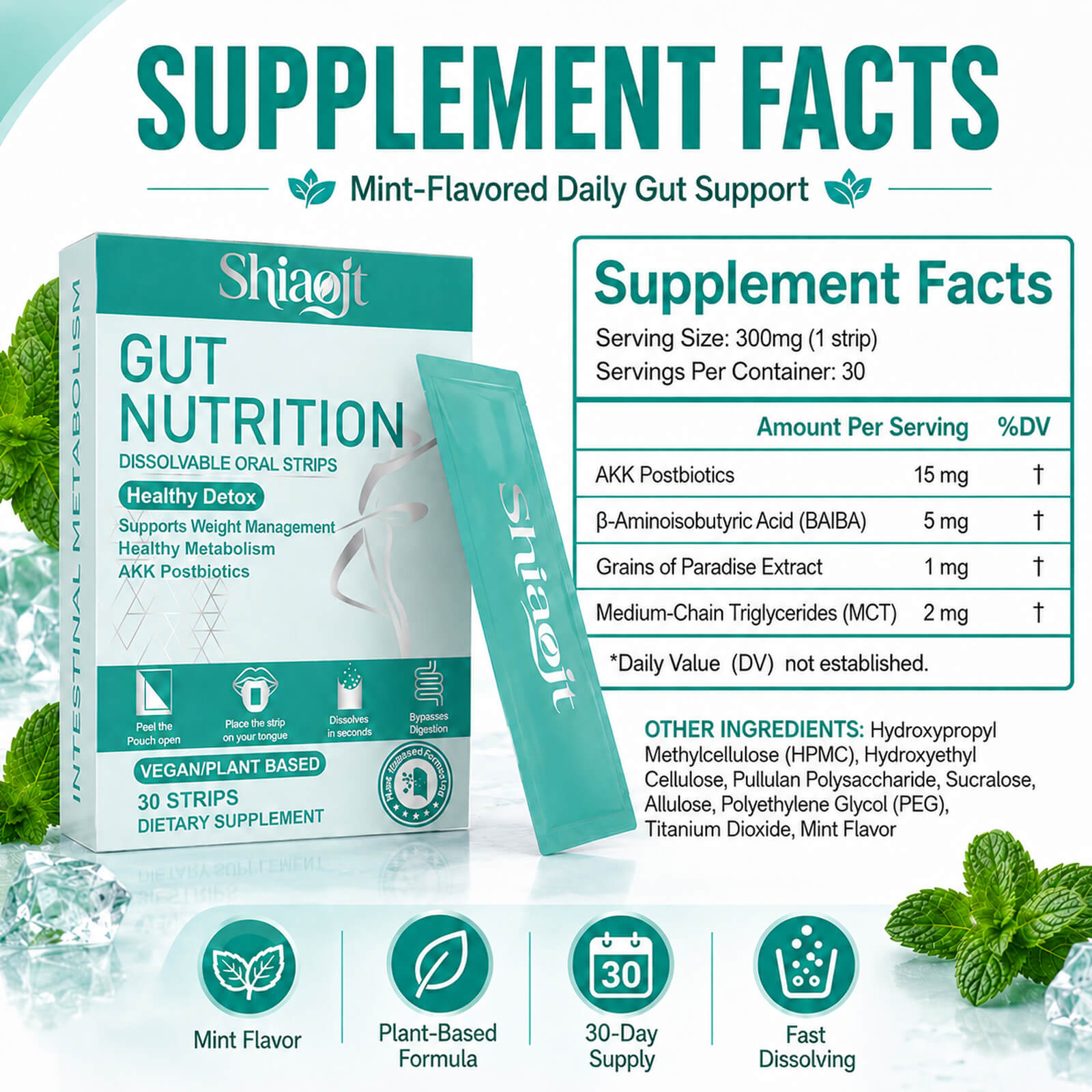 Gut nutrition oral strips
